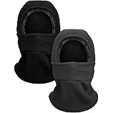Geyoga Winter Fleece Balaclava Hat for Men Women Full Face Covering Scarf Hood Ski Mask with Drawstring