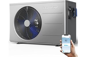 Varpoolfaye 30000 BTU Swimming Pool Heat Pump Above Ground Pool Heater 8000 Gallon Heating or Cooling Electric Pool Heater for Inground Pool WiFi Control Schedule 120V