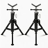 Garvee V Head Tripod Pipe Jack Stand, 1/8"-12" Pipe Support Rest, 2500 LB Heavy Duty Carbon Steel Adjustable 28"-52" Folding Portable Pipe Stand for Welding Pipe