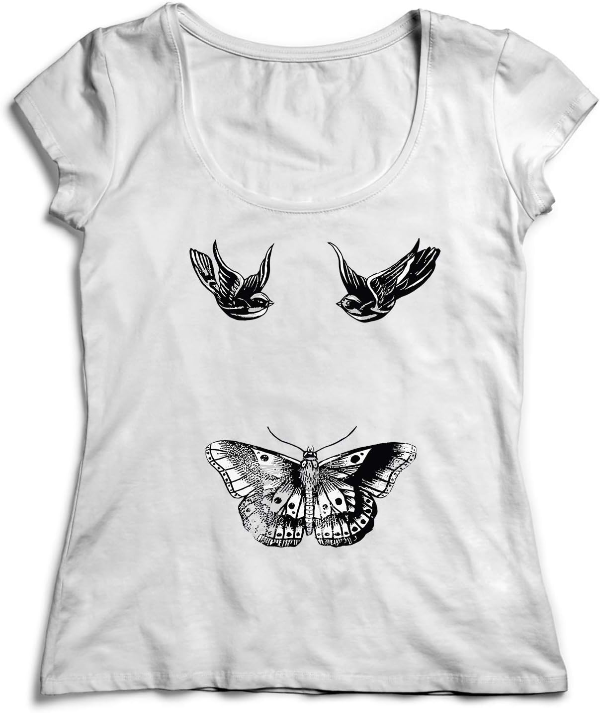 MYMERCHANDISE Harry Styles Tattoos Shirt for Women Women's T-Shirt Tshirt White Cotton
