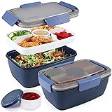 Caperci 2 Pack Large Salad Container for Lunch - 68