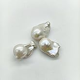3 Pcs Freshwater Pearl Beads Natural Cultured Irregular Fish Tail Shape White Baroque Pearl Beads Drilled for Jewelry Making Necklace Earrings DIY