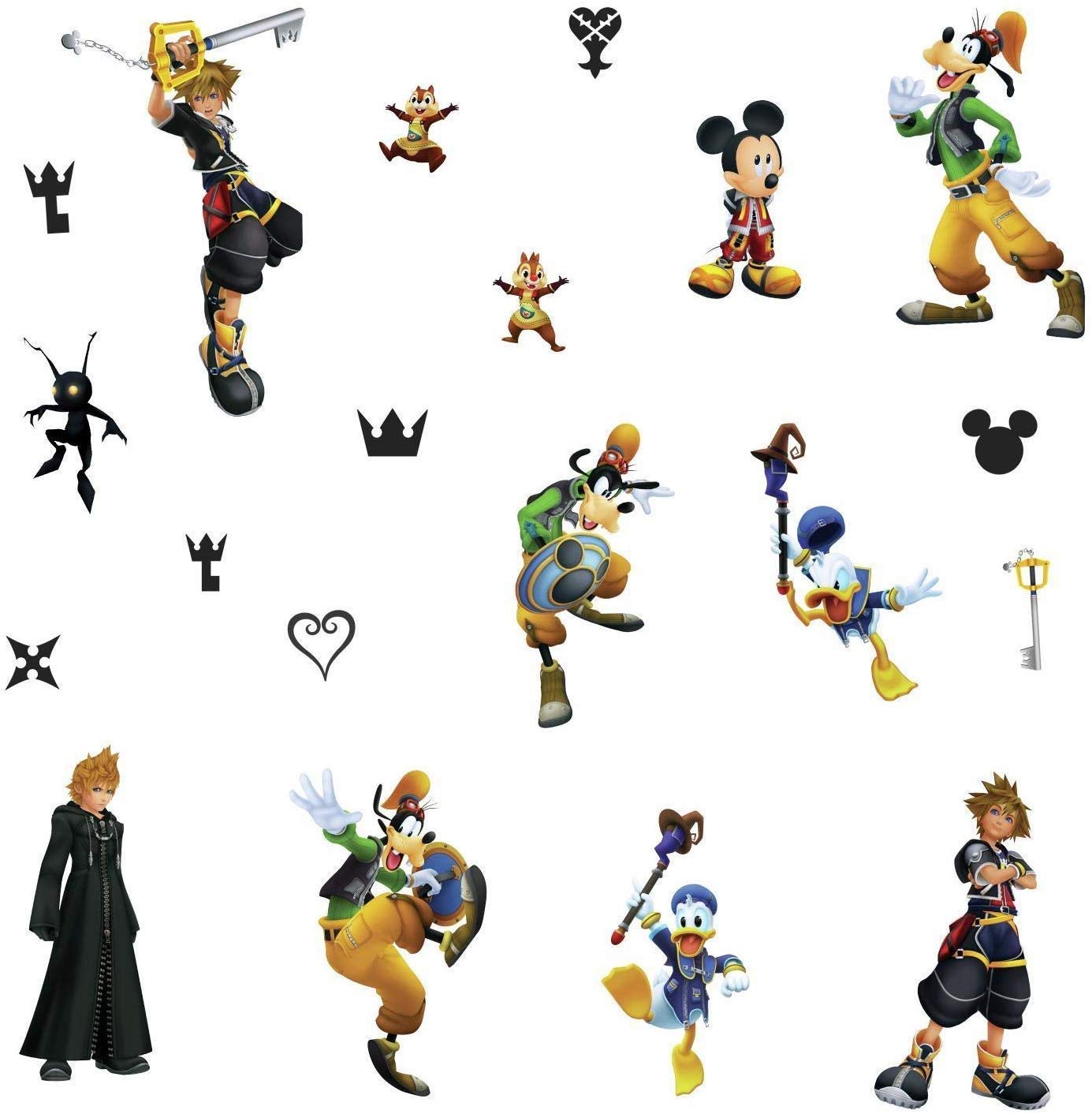 RoomMates RMK3974SCS Kingdom Hearts Peel and Stick Wall Decals,Black, Yellow, Blue
