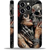 CARLOCA for iPhone 16 Pro Max Case, Skeleton Girl Love Day of The Dead Full Body Pattern for Girl Women Hybrid 2-Layer Hard Shell Silicone Protective Case for iPhone 16 Pro Max