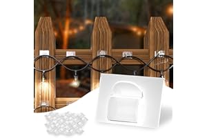 Dailyart Adhesive Hooks,35Pcs Clear String for Hanging,Hooks for Outdoor String Lights,Waterproof Adhesive Hooks for Hanging Christmas Light,Outside UV-Resistant Heavy Duty Cable Clips Rope Organizer