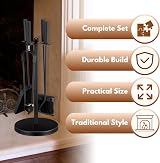 HomeZone Fireplace Companion Set 5-Piece Tool Kit With Stand 49cm view 4