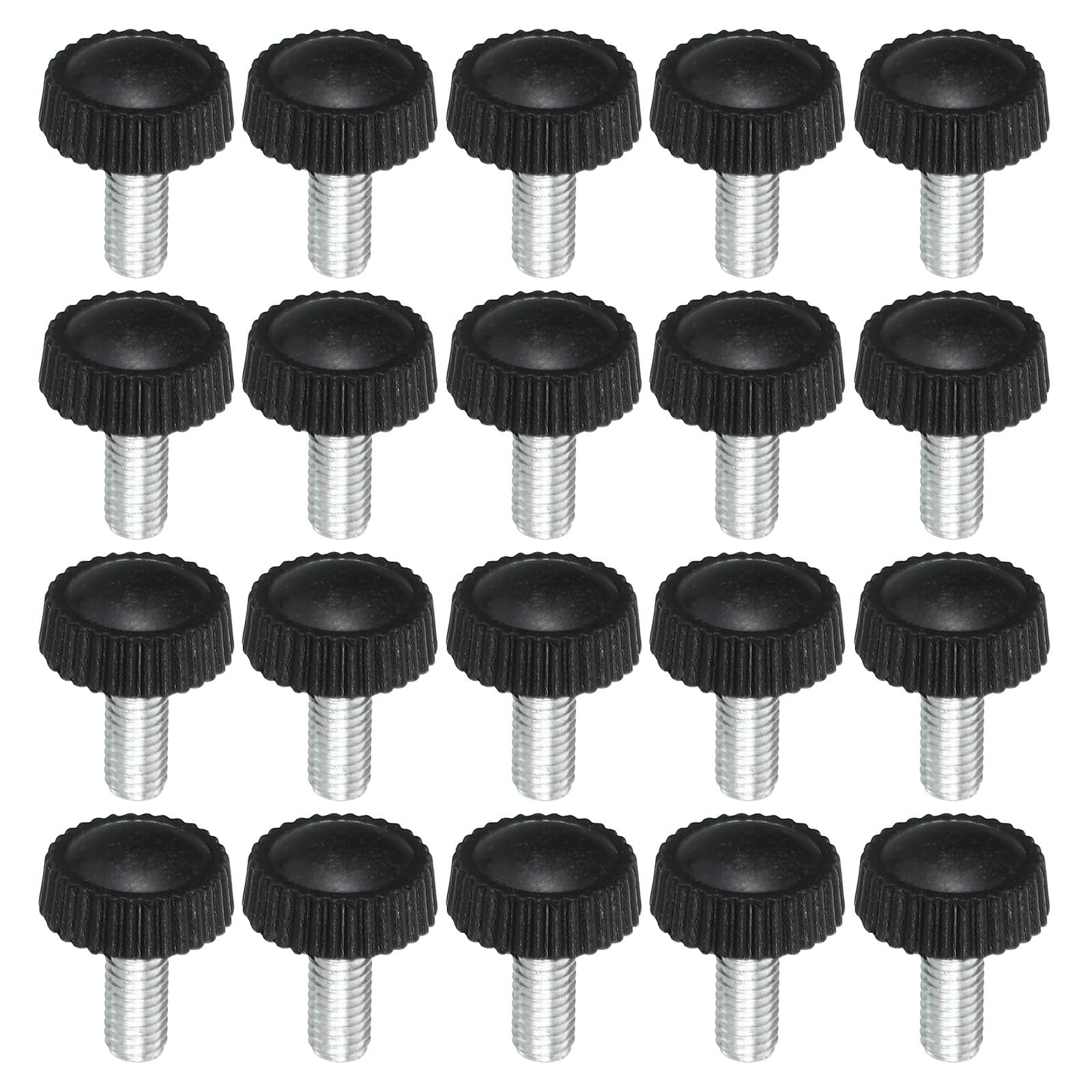 PATIKIL M5x12mm Knurled Thumb Screws, 20 Pack Male Thread Round Clamping Screws Knobs Hand Grip Bolts Mounting Fasteners for Lighting Furniture Hardware Black