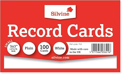Silvine 5x3 White Record Cards Plain 100 Pack Ref 753 127 x 76mm