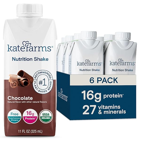 KATE FARMS ORGANIC NUTRITION SHAKE, CHOCOLATE, 16G PROTEIN,...