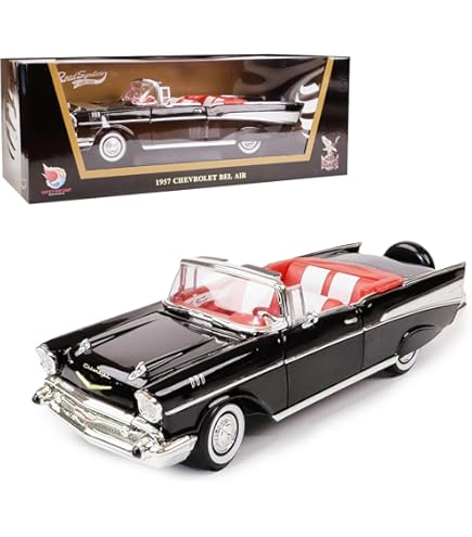 Chevrolet Bel Air Convertible 1957 - Modèle Réduit 1:18 Lucky Die Cast - Rouge Métallique