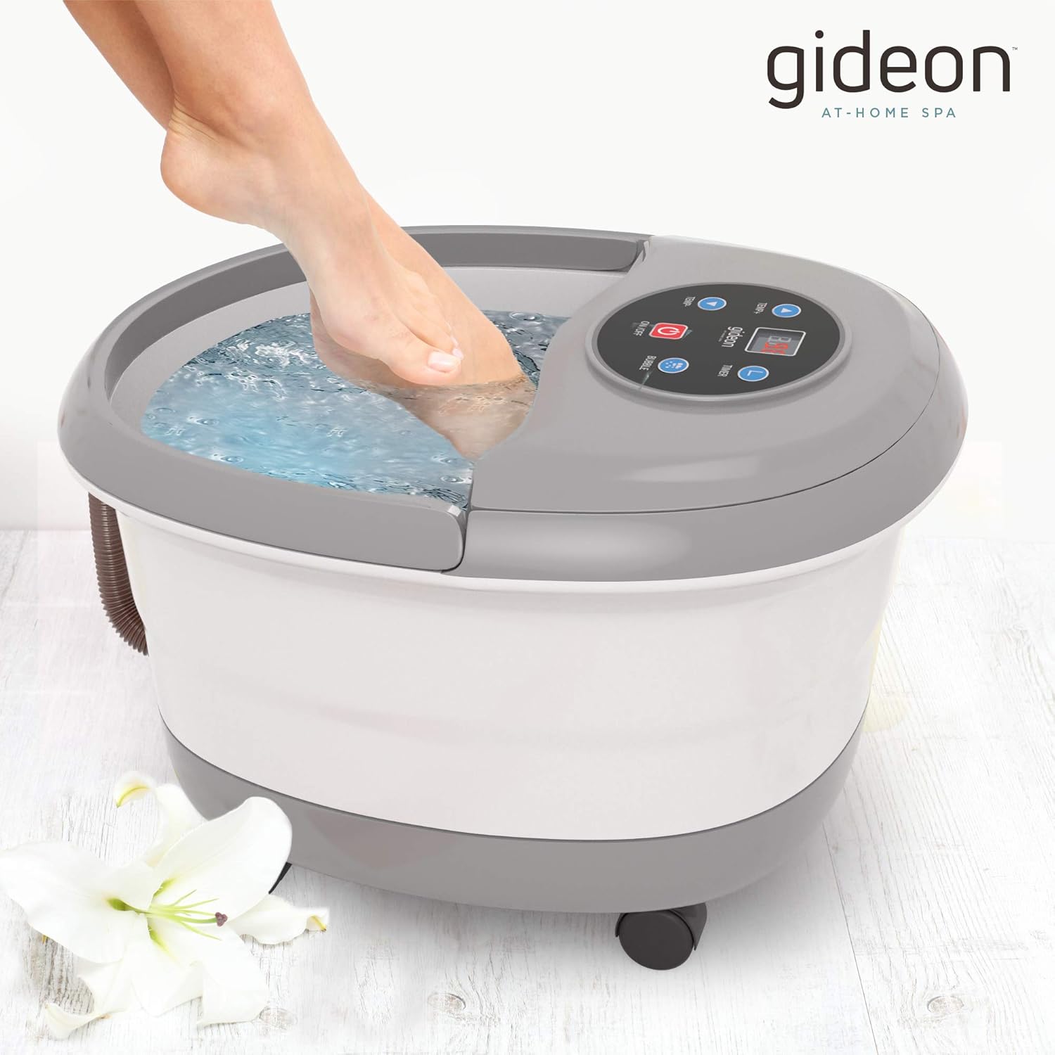 Gideon Luxury Therapeutic Heated Foot Spa Bath Massager with Lights and Bubbles: Beauty