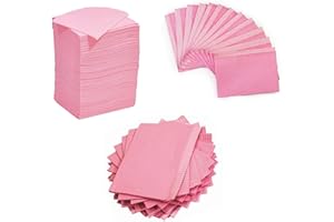 MHY CARE 50 Pcs Pink Dental Bibs Disposable 13" x 18", 3 Ply Soft & Waterproof Disposable Nail Mats, Dentists Bibs, DIY Beauty, Pink Tattoo Supplies