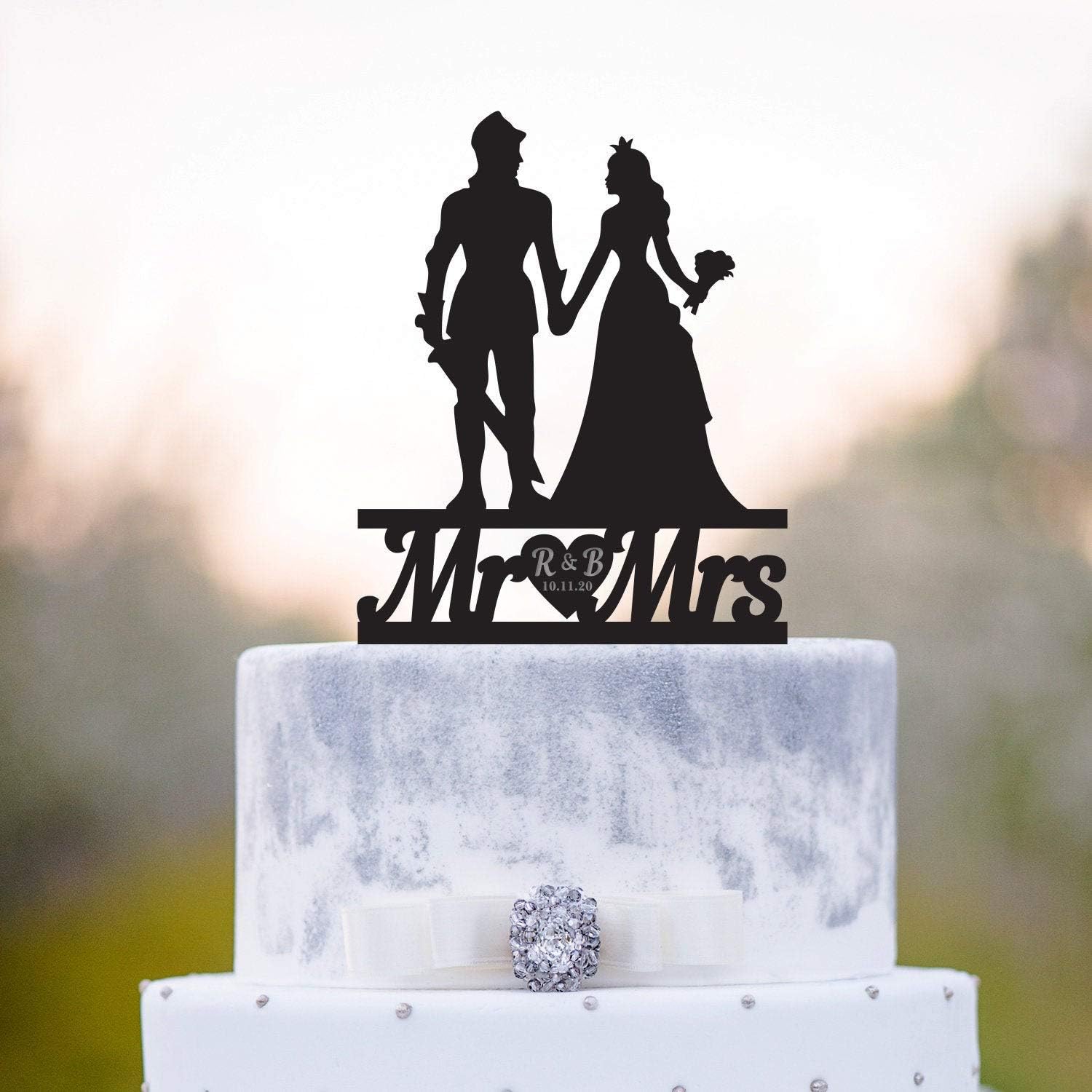 Knights In Armor And Princess Fairy Tale Wedding Cake Topper Mr And Mrs Princess And Knight Cake Topper Knight And Princess Cake Topper