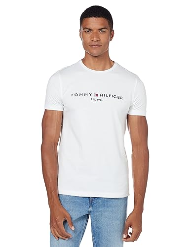 Mens Tshirt Tommy Hilfiger Logo T Shirt White Tommy Hilfiger SS
