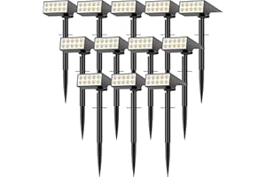 WENATY Solar Lights Outdoor Waterproof IP65, [12 Pack/4 Modes] Spot Solar Light for Outside, Dusk to Dawn LED Solar Powered Yard Garden Landscape Lighting Spotlights for Path Patio Walkway, Warm White
