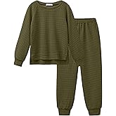 Arshiner Girls 2 Piece Tracksuit Set Long Sleeve Grid Pullover Top with Jogger Pants Kids Outfits for 5-14 Years
