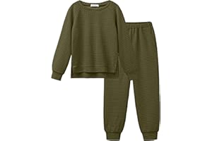 Arshiner Girls 2 Piece Tracksuit Set Long Sleeve Grid Pullover Top with Jogger Pants Kids Outfits for 5-14 Years