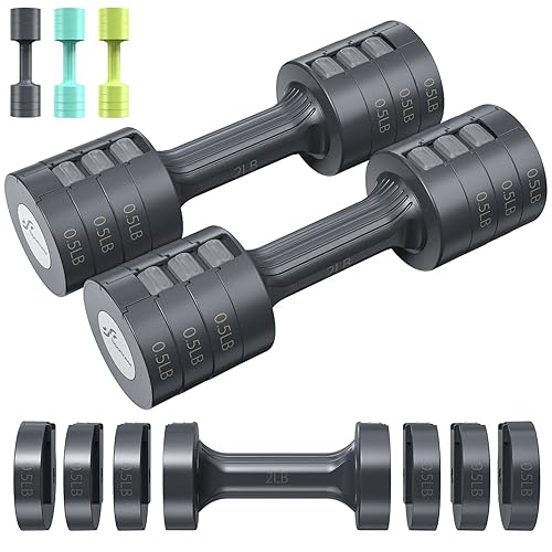 Adjustable Dumbbells Hand Weights Set: Sportneer 4 in 1 Weights Dumbbells Set for Women Each 2lb 3lb 4lb 5lb Free Weights Fast Adjust Weight Set of 2 for Men Home Gym Workout Strength Training