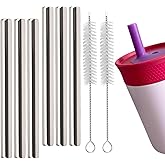 8 Pcs Stainless Steel Straw Replacement for Owala Kids 12oz 15oz Tumbler Straws with 2pcs Cleaner Compatible with Owala Water Bottle Metal
