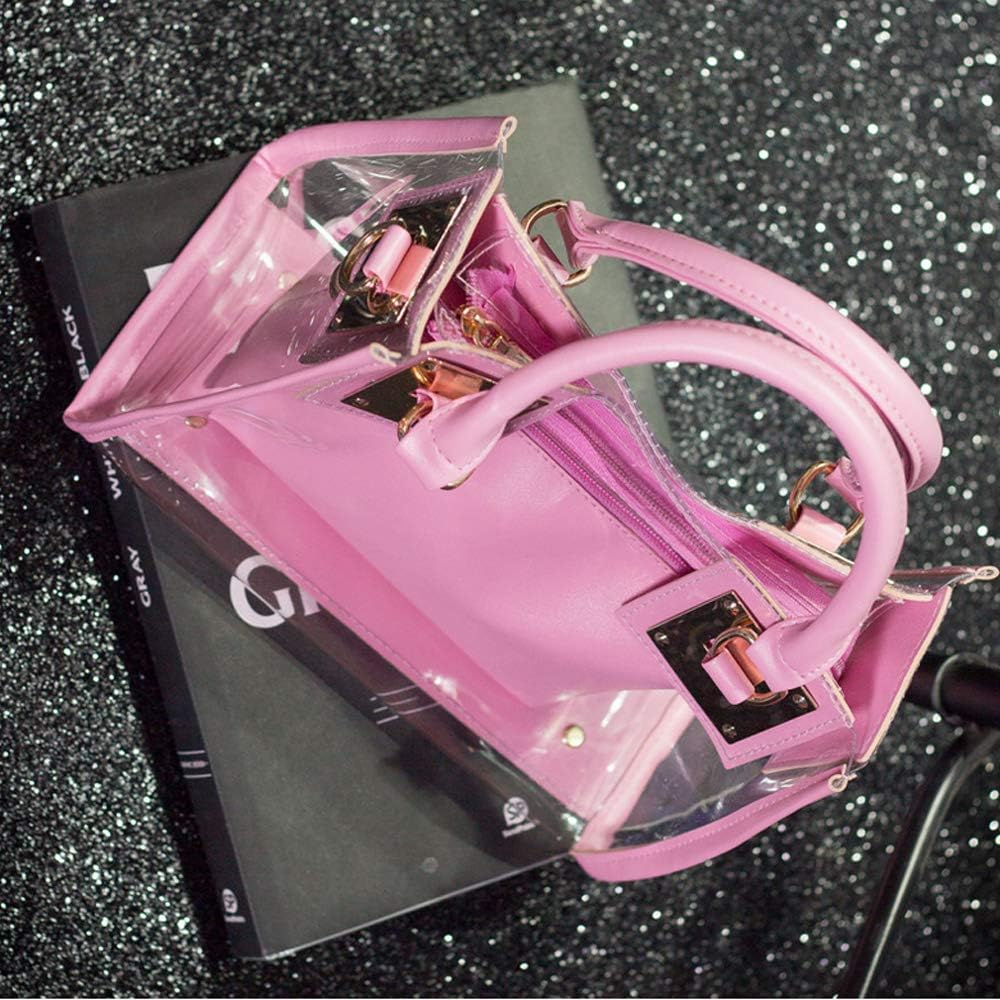 Segater® Clear Crossbody Handbags,Women's Small Tote Beach Bag Fashion Clear Jelly Handbag Top Handle Shoulder Bag Pink Transparent Purse - Image 5