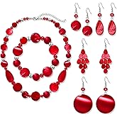 JERTOCLE Shell Necklace and Bracelet Earrings Set for Women Boho Shell Choker Necklace Bracelet Waterfall Seashell Dangle Earrings Summer Beach Jewelry