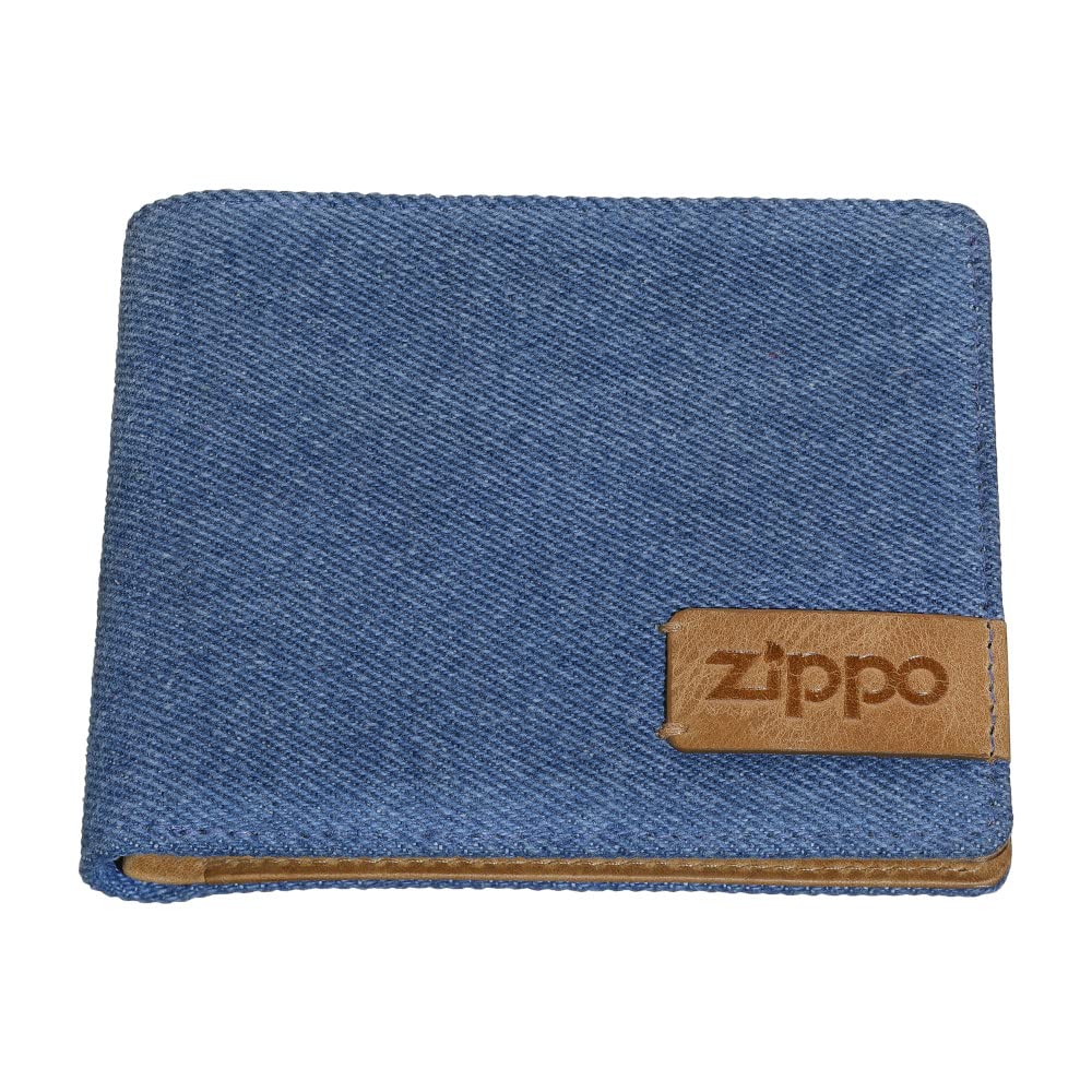 Zippo - Men’s Wallet, Denim, Brown/Blue, with RFID Protection, Coin Compartment, Ideal for Cards and Notes