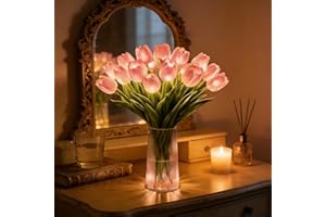 Radiant Romantic Tulip Light with a Vase 15 PCS Twinkling Tree Tulips Led Night Light that Never Fade Flower Shaped Ambient N