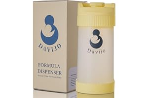 Davijo Formula Dispenser - Completely Replaces Hand Scooping - Fill The Desired Portion with just a Few clicks - Formula Container to go - 10ounces Baby Milk Powder Storage