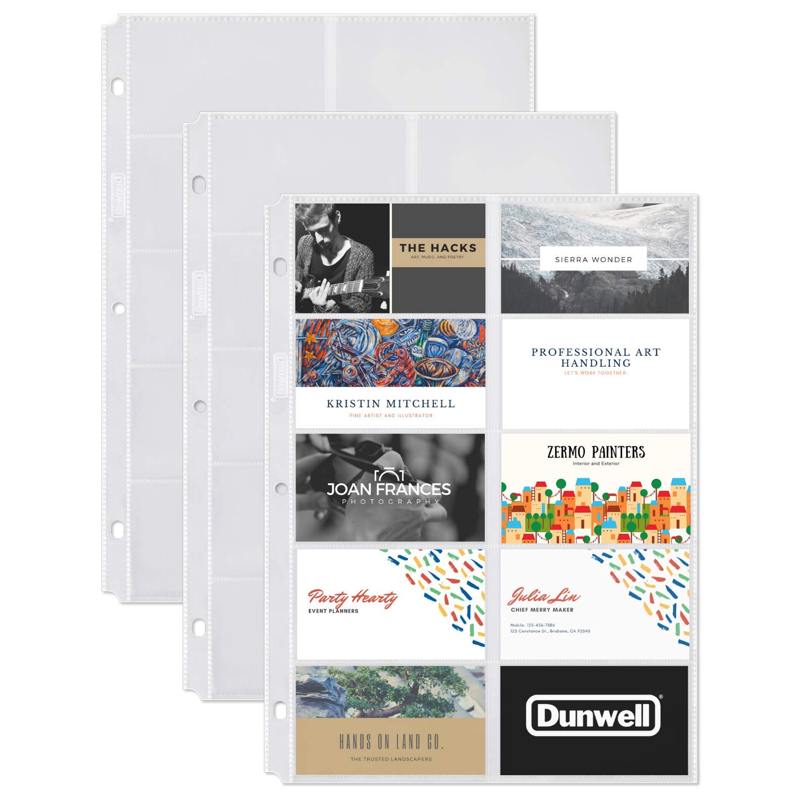 Photo 1 of Dunwell Business Card Holder Sleeves (10 Pack for 200 Cards), Heavyweight Plastic Sheet Protect, Each Sleeve Holds 20 2x3.5 Namecards, 3-Hole Punched, Fits 3-Ring Binders