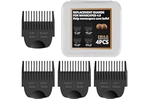 STOVAST 4 Pack Guards for Manscaped Lawn Mower 4.0 - Adjustable Lawnmower 4.0 Trimmer Guards with Organizer, Waterproof Guide Comb Replacement for Manscaped 4.0 Attachments, Cutting Lengths from 1/8" to 1/2"