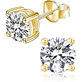 IMOLOVE Moissanite Stud Earrings for Women in Sterling Silver Hypoallergenic 1-3CT D Color Round Cut Moissante Earrings