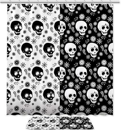 2-teiliges dekoratives Badezimmer-Dekorationsset, schwarz-weißes