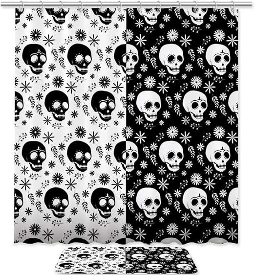 2-teiliges dekoratives Badezimmer-Dekorationsset, schwarz-weißes