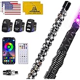 ZIMABLUE 2PC 3FT Whip Lights for Side by Side, App & Remote Control RGB Chasing Lighted Whips with 3 Switchs for ATV UTV Dune Buggy Truck,LED Whip Light Compatible with Polaris RZR Can-Am Maverick X3