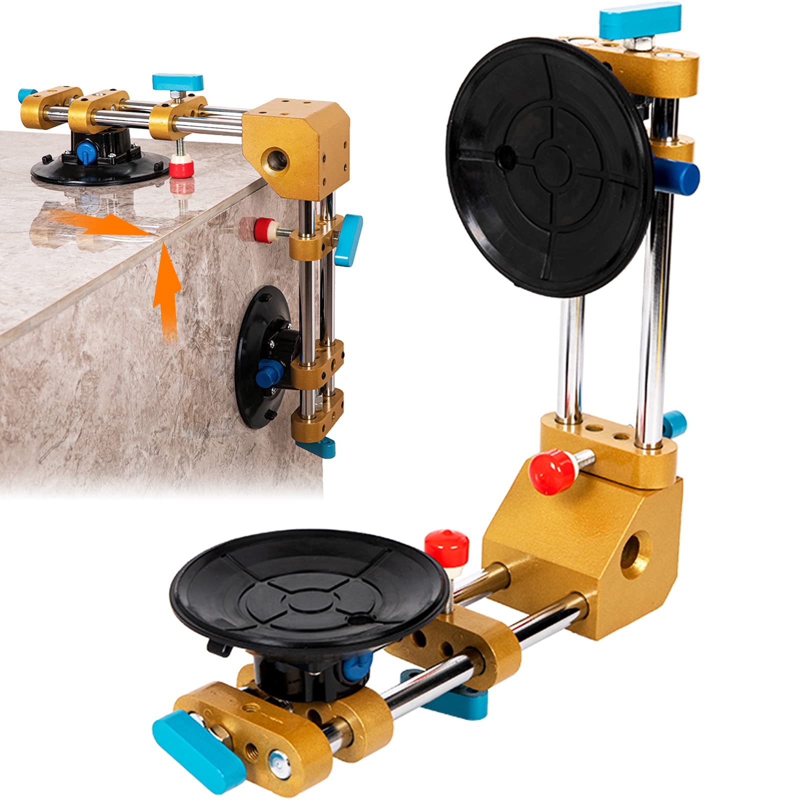 Photo 1 of YEFA 90 Degree Stone Seam Setter Precision Alignment Tool for Granite, Marble, and Quartz Countertops Heavy-Duty Stainless Steel Construction Includes 2x 6" Vacuum Cups & Adjustable Leveling Knobs