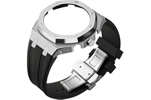 LDDAL GA2100 Case Band Mod Kit, Stainless Steel Frost Design Shiny Case Bezel, Silicone Strap with Folding Buckle Replacement Accessories Compatible for Men's G Shock GA2100/ GA2110/ GAB2100 Watches