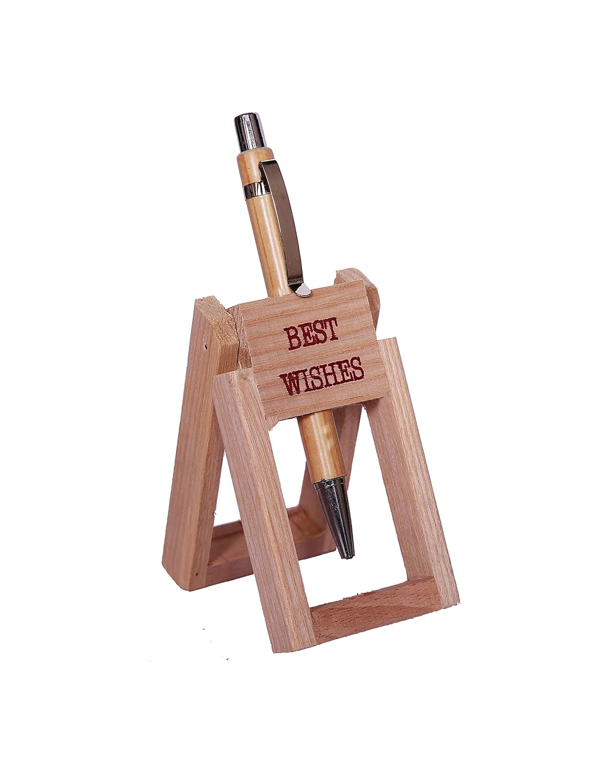 Naman Wooden Pen Stand with Single Wooden Pen for Office Stationery