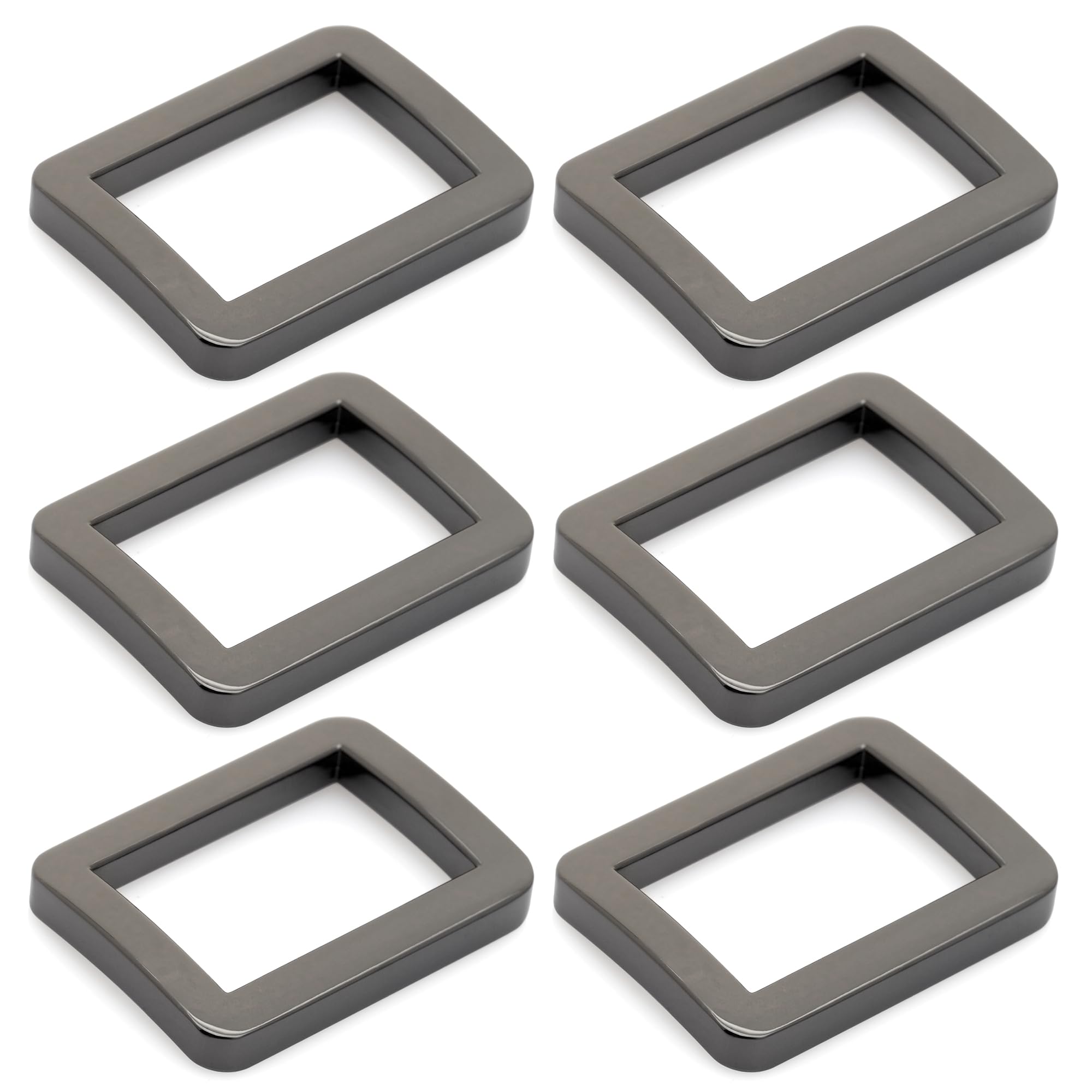CRAFTMEMORE Metal Flat Rectangle Rings Buckle Clip for Bag Belt Strap Heavy Duty Loop Quality Finish 6 Pack VTLP (1 1/4 Inches (32 mm), Gunmetal)