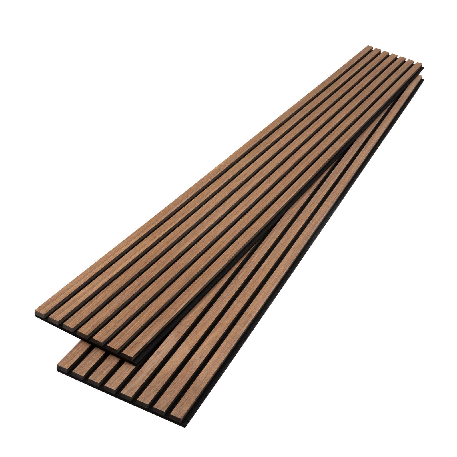 Photo 1 of Kieacia Wood Slat Acoustic Panels for Wall and Ceiling | 3D Slat Wood Panels| Decorative Soundproof Paneling | Noise Reduction | 94.49"x 23.62" Each Box - Dark Walnut