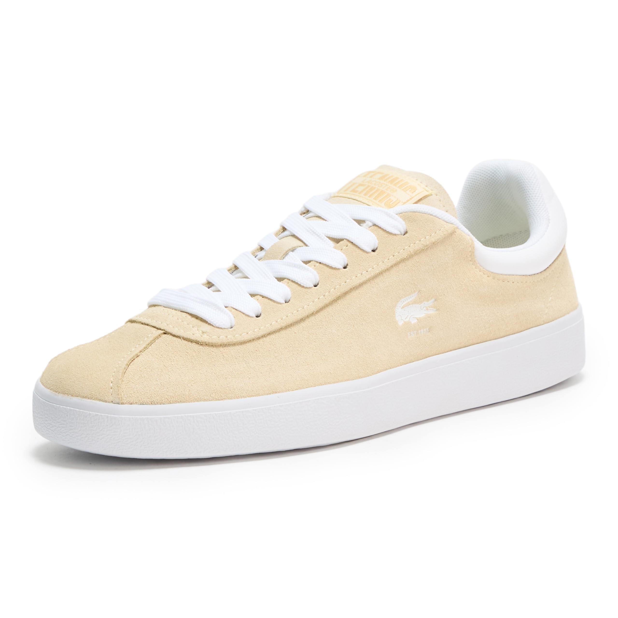 Lacoste Women’s Baseshot Sneaker, Light Yellow/White, 10