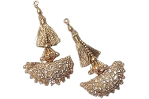 Viviraa Women Lehenga Golden Color Latkan Decorative Hanging Sewing Fancy Silk Tassel Beaded Saree Blouse Latkan (Golden (Hal