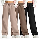 LessonZoo 3 Pack Girls Sweatpants Straight Leg Ribbed Waist Active Joggers Teens Athletic Pants with Drawstring and Pockets