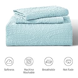 Love's cabin King Size Quilt Set Spa-Blue