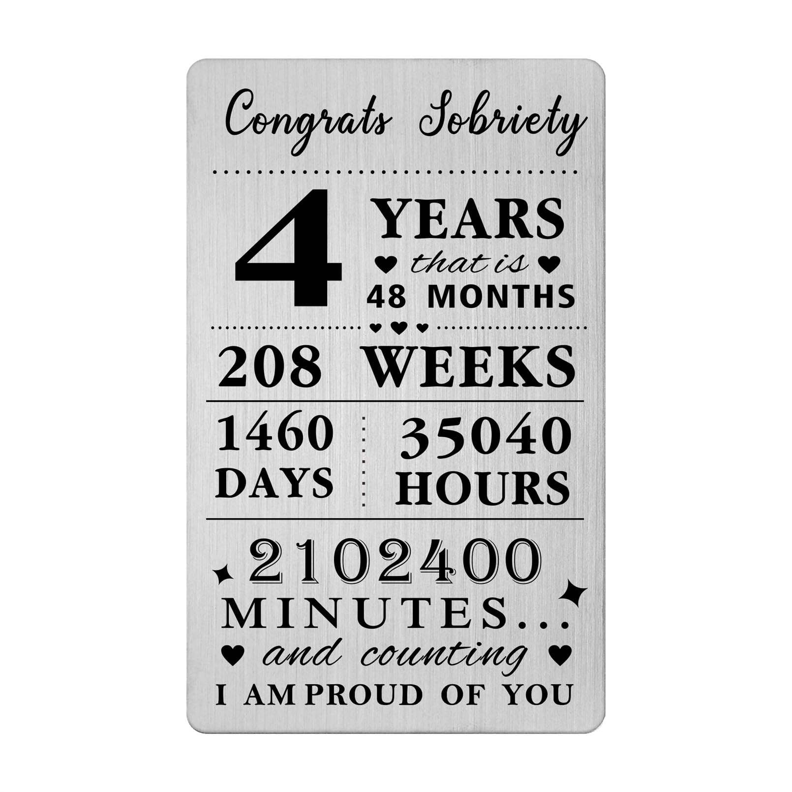Gezxin 4 Years Sobriety Gifts For Men Women- Congratulations 4 Years Sober Card for Him Her- Personalised 4 Year Recovery Gifts One Day At A Time Presents