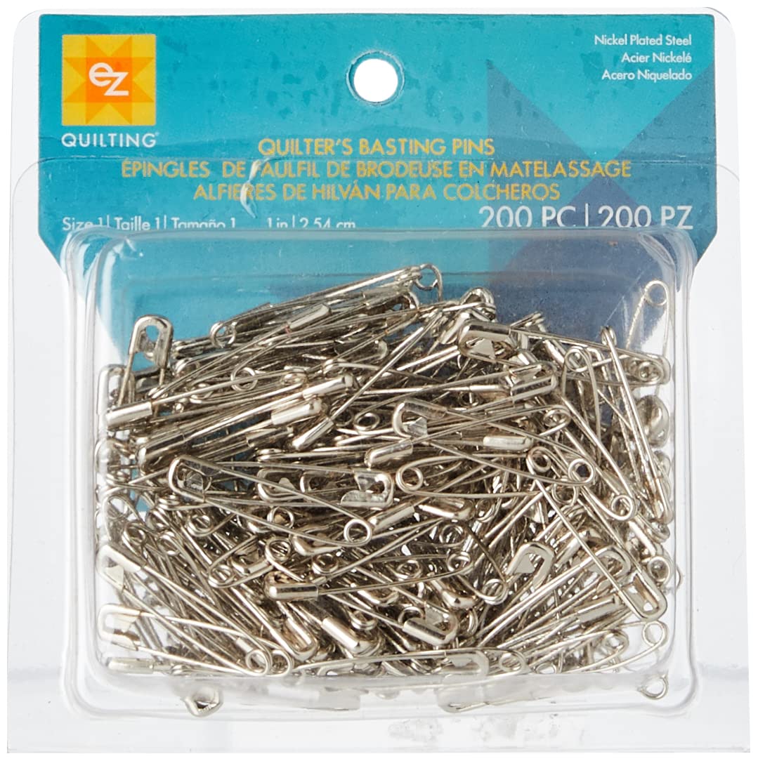 EZ Quilting Quilter's Basting Pins, 200 Pins, Silver