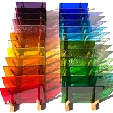 LITMIND 24 Sheets Transparent Cathedral Stained Glass Variety Pack &ndash; 4 x 6 Inch Vibrant Rainbow Art Glass for Suncatchers, Mosaics &amp; DIY Crafts