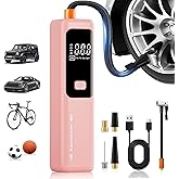 Tire Inflator Portable Air Compressor - ZGWATO Tire Air Pump with Digital Pressure Gauge, Auto Shut Off, 3X Faster Inflation, Cordless Tire Inflator for Car, Motorcycle, Bike, Bicycle and Ball, Pink