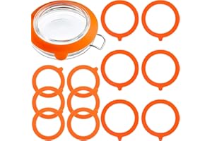12 Pieces 3.7" & 4.5" Silicone Jar Seals, Orange Airtight Jar Replacement Gaskets, Leak Proof Canning Silicone Fitting Sealin
