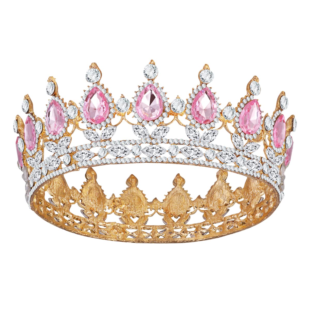 Lurrose Rhinestone Crown Vintage Crystal Tiara for Women Wedding Bridal Shower Hair Accessories Glittering Jewelries Decoration