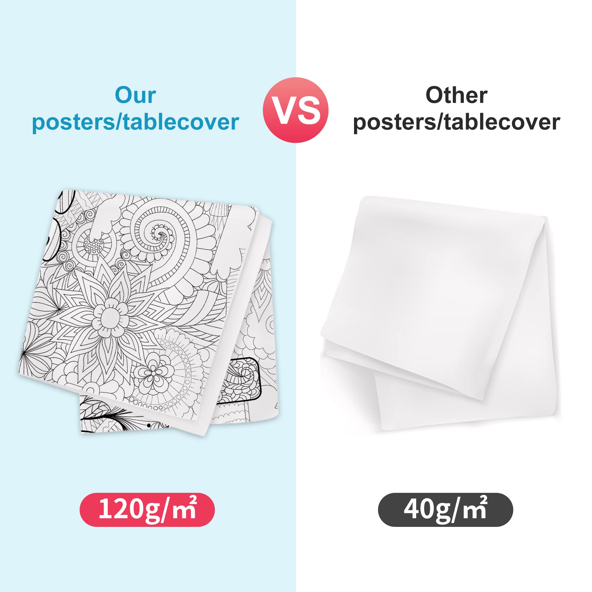 OHOME Mandala Giant Coloring Poster/Tablecloth - 30 x 72 Inch Jumbo Paper Coloring Banner for Adults Kids Teens Coloring Books Bulk Coloring Pages for Wall Craft Arts School Classroom Supplies